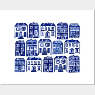 Little Linocut Houses Posters and Art